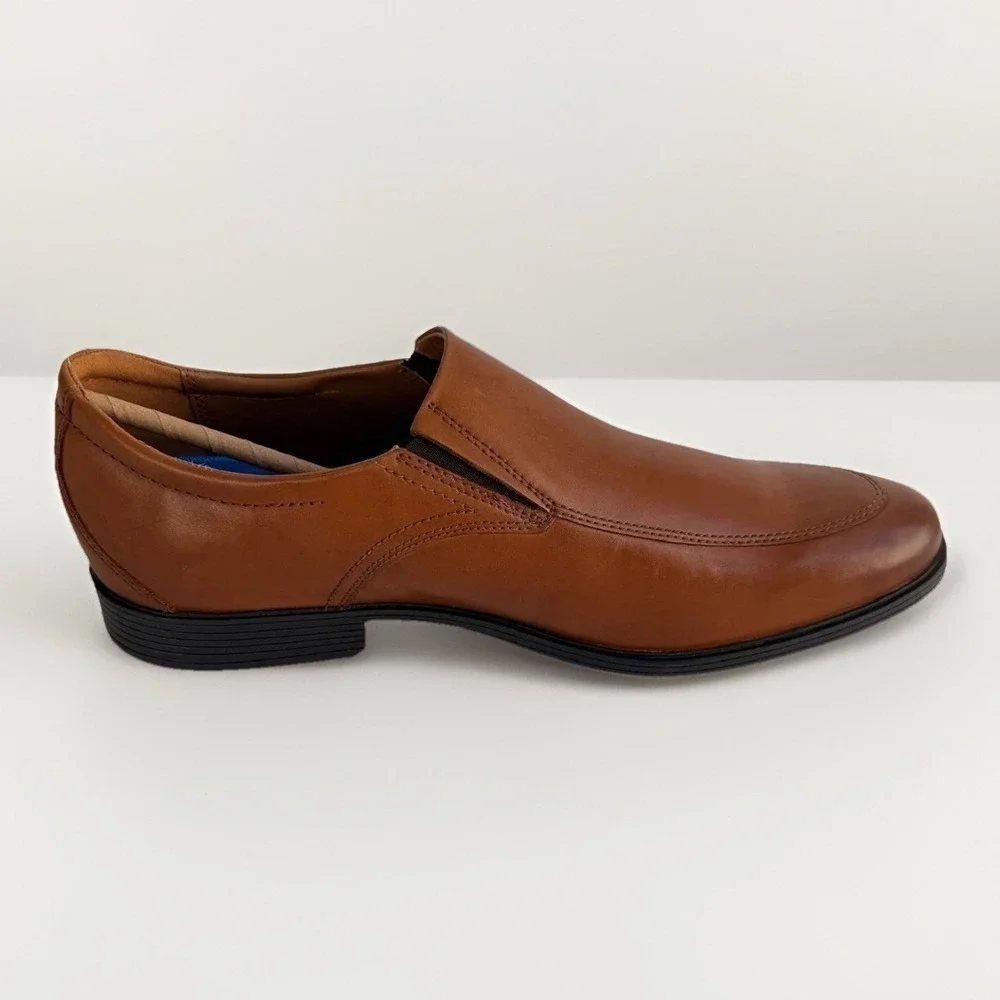 Clarks Whiddon Step Dark Tan Size 14M Slip-On Loafers Brown Leather Men's Shoes